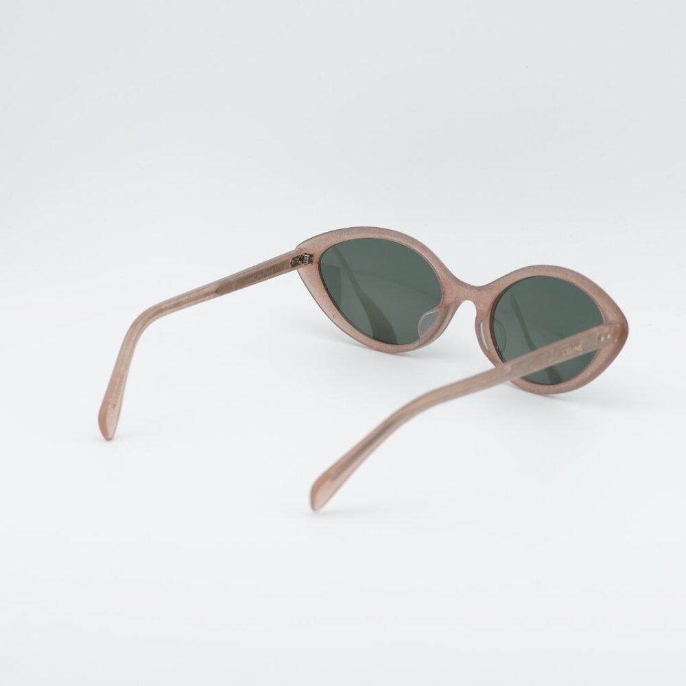 Celine CL40264U 74N Sunglasses Pink Glitter Cat Eye Frame, Green Lenses - Picture 9 of 10